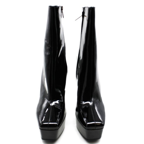 GUESS Womens Black 1-1/2 Platform Cushioned Logo Byra Square Toe Block Heel Zip- - Picture 3 of 8